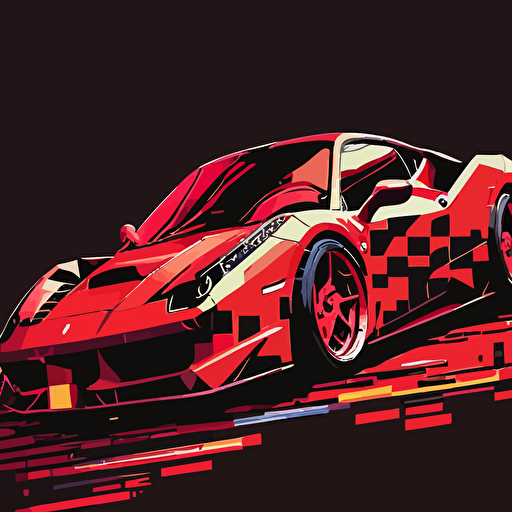 Vector pixel art of red Ferrari 458,