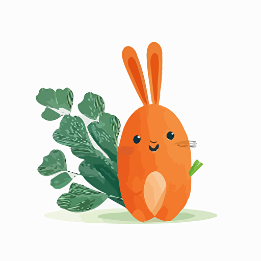 Happy bunny vector with carrot on a white background