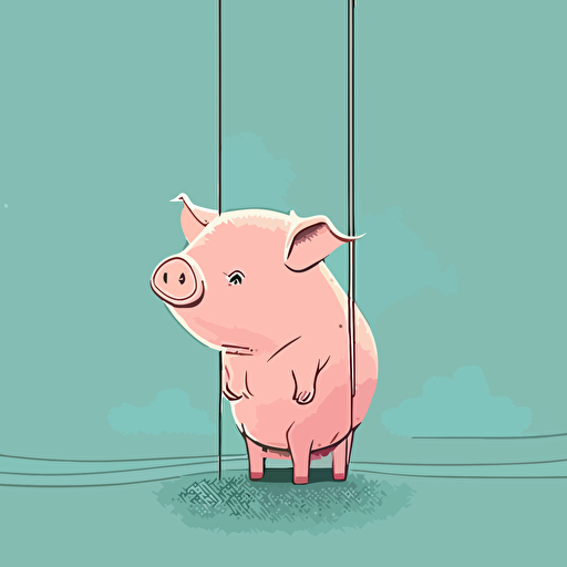 pig, color background, illustration minimalism, vector, pastel colors