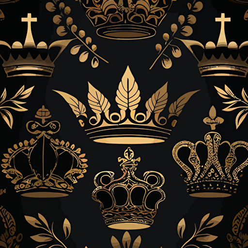 create a vector seamless pattern of a crown, black, v5