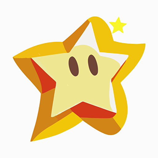 a 2d star, in the style of mario 64 star, minimalistic, simple, shooting star, vector , white background