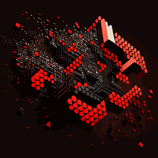 minimalist, vectorized, red and black colors, print layer , delicacy, AWS Lambda logo surrounded by small cubes, dark background