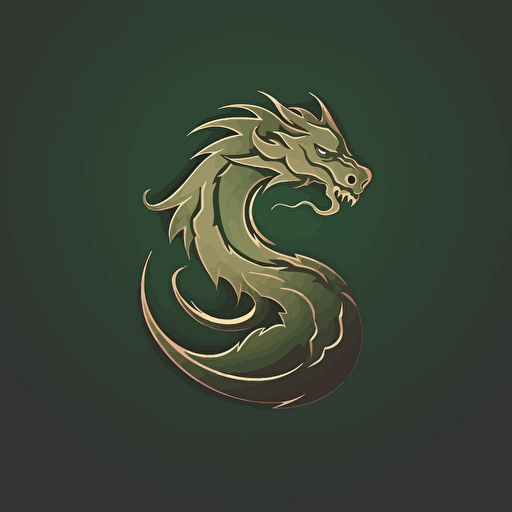 flat design, bronze dragon with mist in front of him, logo, simple design. vector design