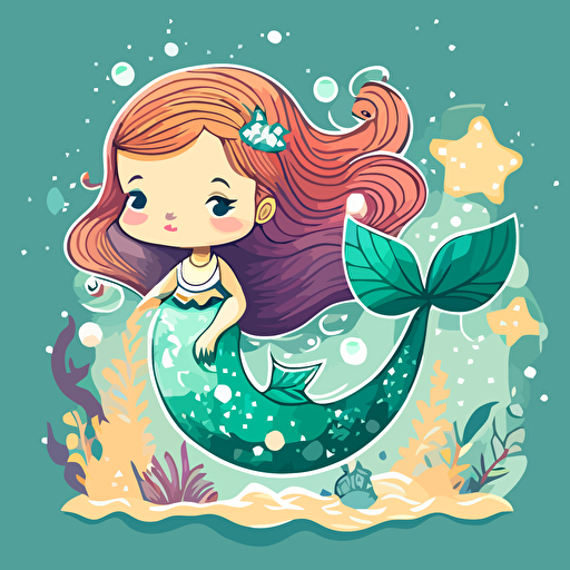 create a cute vector art mermaid