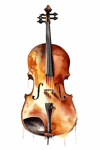 watercolor painting of a cello on white background, vector svg format