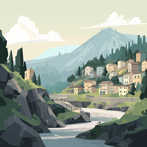 landscape, vector illustration,a moutain stand in city,