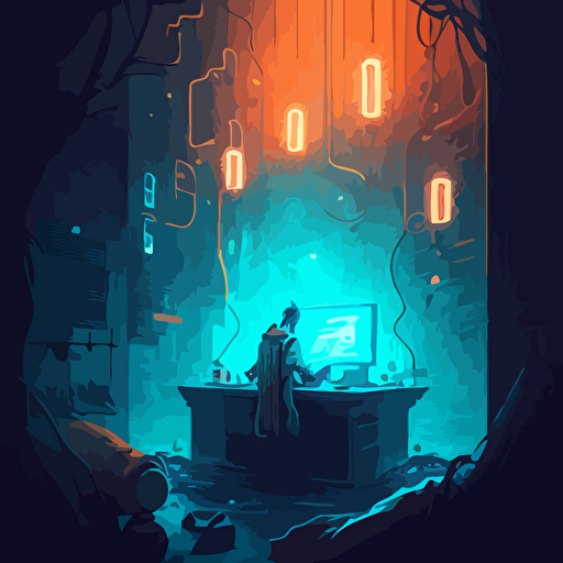 integrated circuit semiconductor in empathic, friendly atmosphere. positive, engaging, light. volumetric lighting, vector art, inspired by Cyril Rolando, painted by andreas rocha, concept art design illustration