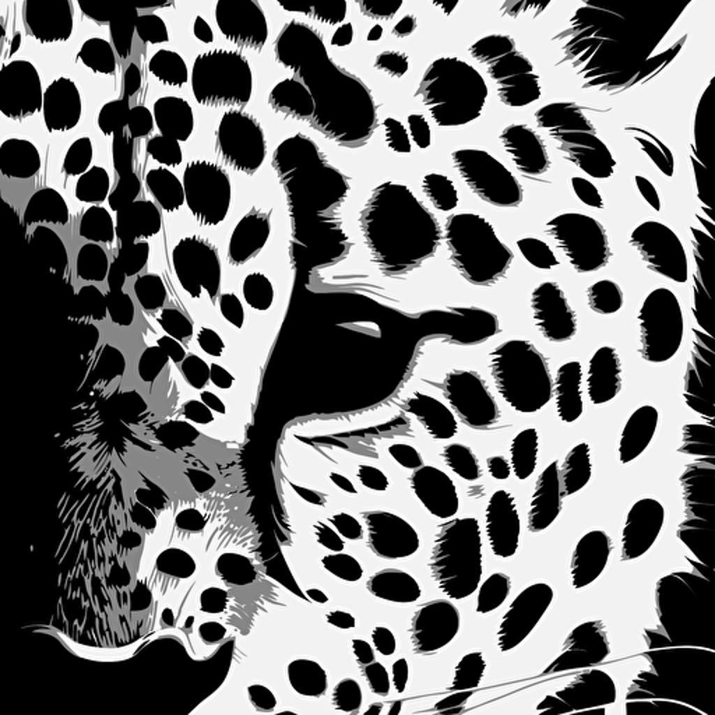 a texture with the fur of a leopard. 90s spirit, vector, in black and white, flat 2d