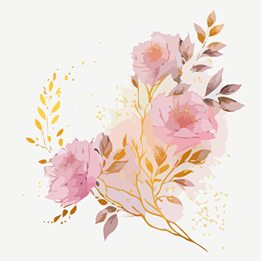 pink and gold watercolor rose flowers, a floral decorative vector background, in the style of free brushwork, ethereal dreamscapes, storybook-like, the stars art group (xing xing), minimalist backgrounds, i can't believe how beautiful this is, light pink and gold