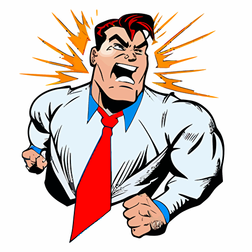 Superhero dad wearing a tie, Clipart, Enthusiastic, Primary Color, Disney, Contour, Vector, White Background, Detailed