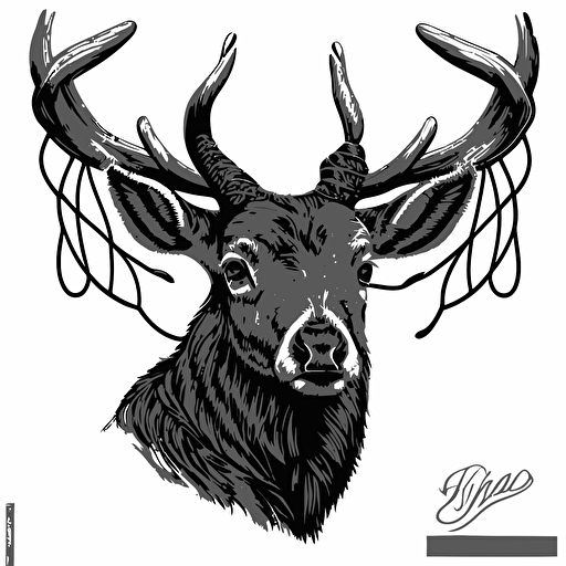 vector logo of a wide roped deer head, white background