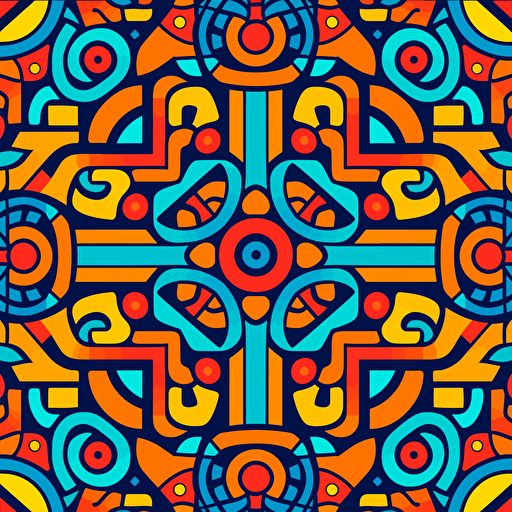 trippy shipibo colorful pattern, 2d vector art, flat colors