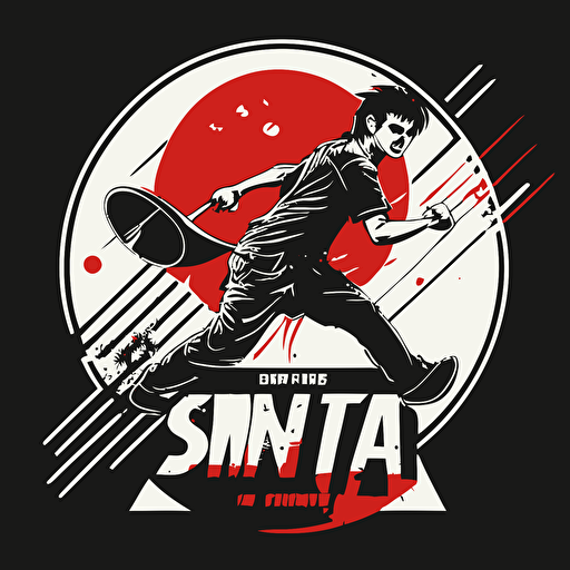 Ping Pong Sumit, vector logo, ping pong, action, japanese design style,