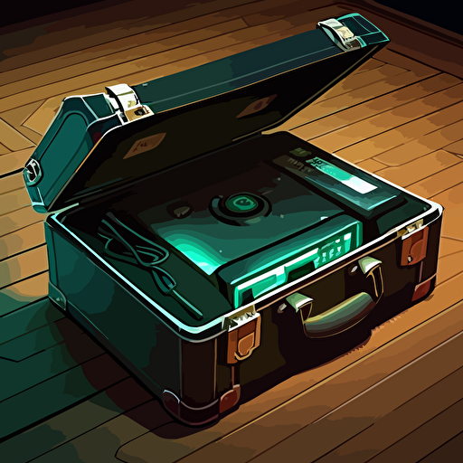 illustration of a modern briefcase on the floor. founders, businessmen, excecutives. vector, moody, contrasting shadows.