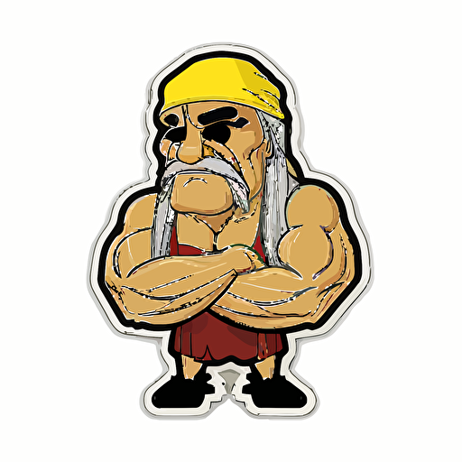 Hulk hogan, Sticker, Lovely, Warm Colors, Chibi, Contour, vector illustration
