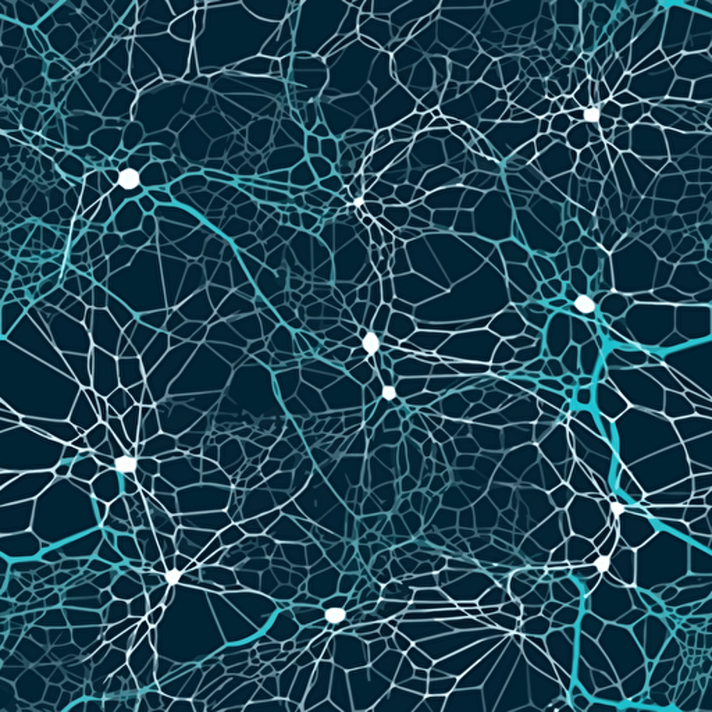 an interconected network of neurons, vectorized, blue color palette