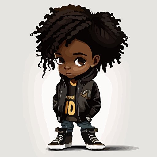 vector image of cute black kid as the mascot of a urban childrens clothing brand