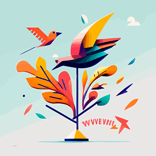 flat vector logo of a weather vane, that lets the wind through, that smells like an oven by Ivan Chermayeff