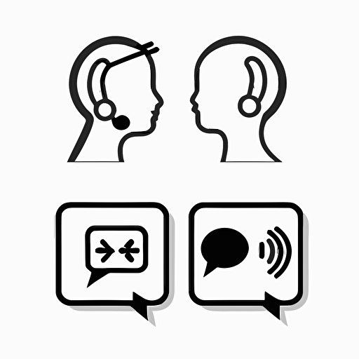 simple pictogram representing communication, line, vector, white background