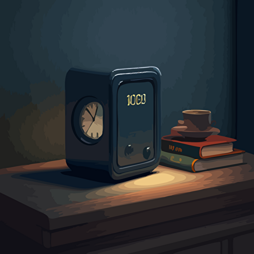a nightstand with a small digital alarm. Modern. Moody. Vector