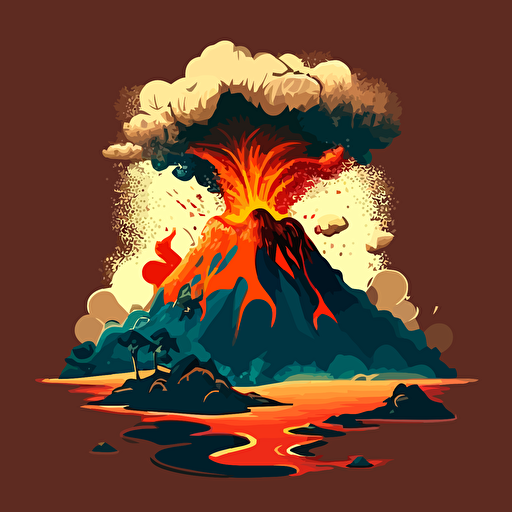 vector image of a volcano with retro colors