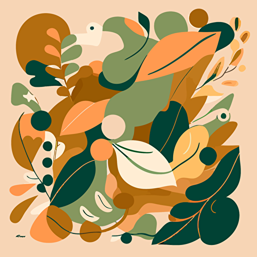 vector art, earth tones, Matisse style shapes