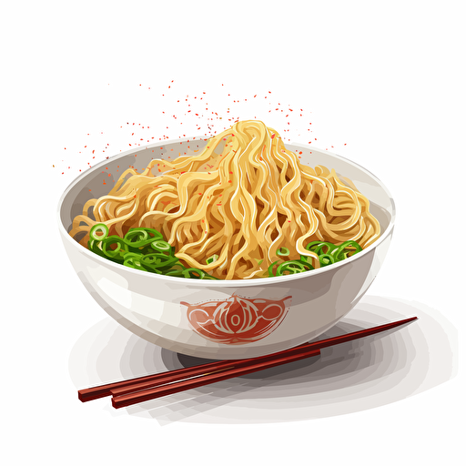 noodles, vector art, white background