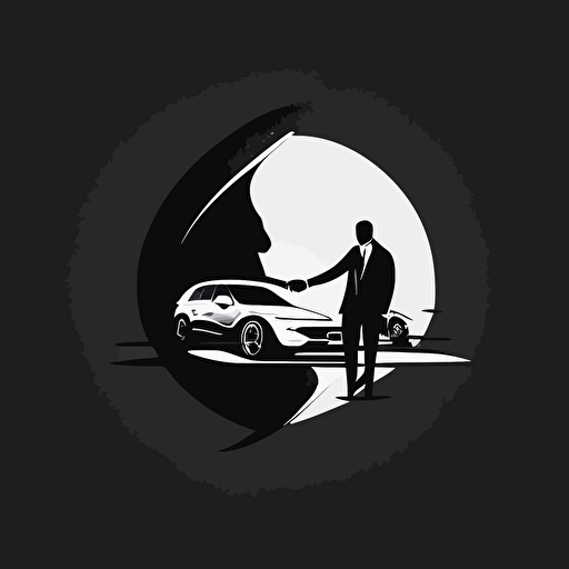 car dealer, hand shake, logo, branding, key, minimalist. black white. vector.