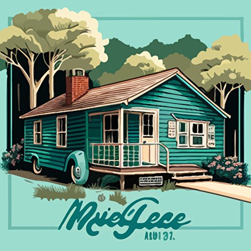 vector detailed image of 1950's north carolina small home