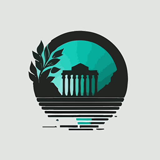 Create a vectorized modern abstract 2D minimalist logo for a brand that organizes Ephesus tours. It consists of turquoise and black colors.