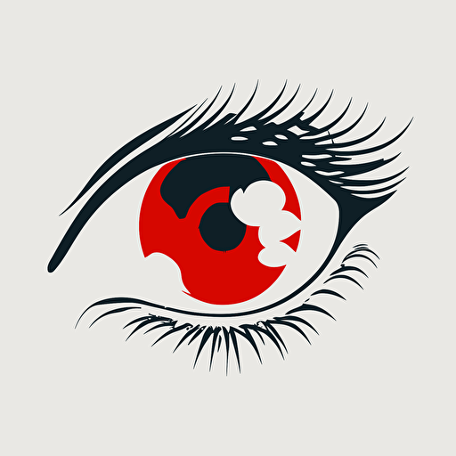 logo ,eye,deformation, vector ,simple ,flat ,low detail, smooth ,plain ,minimal ,straight design,white background,Kasiwa sato style