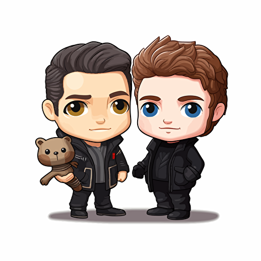 Richard Madden and Froy Gutierrez, adorable chibis, clean, vector based, white background