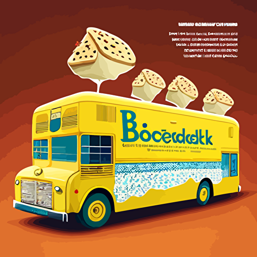 an amazing advert design for a double deckerbus. Food. Takeaway. Vector