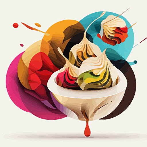 vector art colorful, xiao long bao