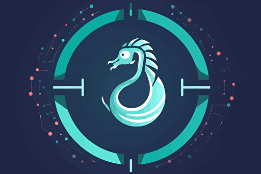 flat vector logo for my AI-driven medical technology company that incorporates a circle, gradient, and elements related to medical and artificial intelligence in a simple and minimalistic style. Instead of the dragon wrapped around the earth, use a stylized DNA helix or caduceus intertwined with a circuit or data stream to represent the fusion of medical knowledge and artificial intelligence. Use modern and tech-inspired colors like blue, green, or gray to convey innovation and energy. The logo should be clean, memorable, and easily recognizable, reflecting the essence of the AI-driven medical technology field.