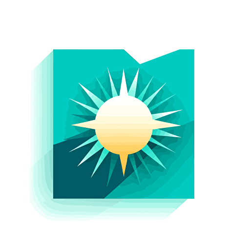 vector square logo, sun, sea, minimalistic, turquoise colors
