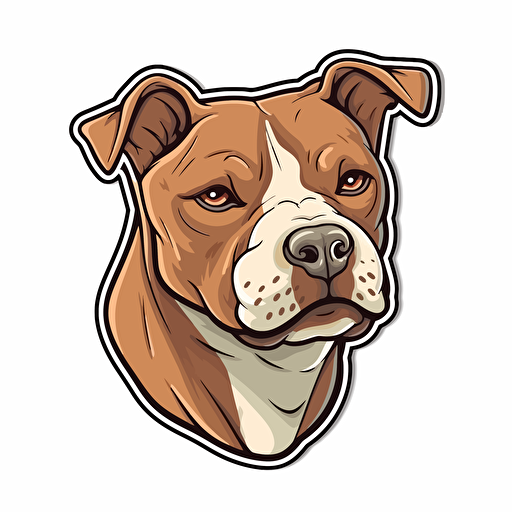 tan red nose american pitbull terrier dog sticker, cartoon, Contour, Vector, White Background