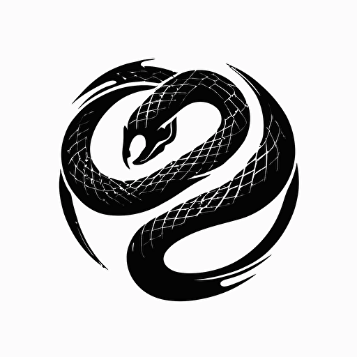 simple, modern iconic logo of snake black vector, on white background