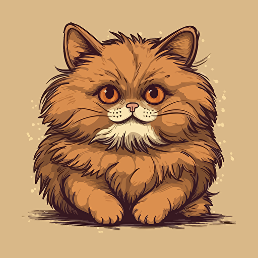 vector illustraion of a fluffy hand drawn cartoon cat