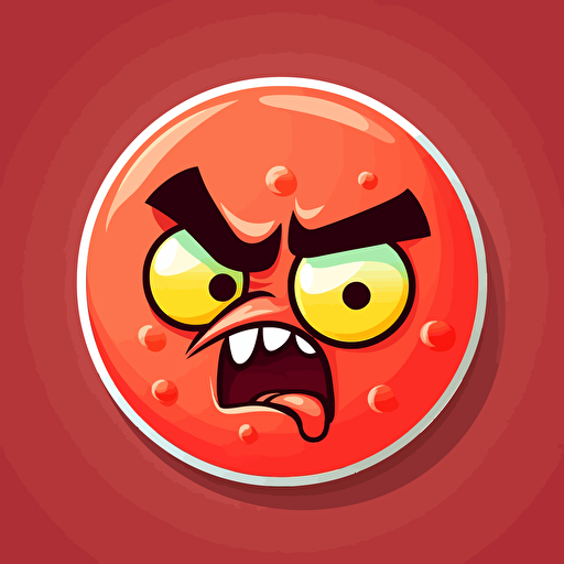 funny gum angry face, vector, sticker,
