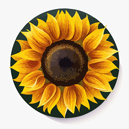 circular beautiful sunflower vector,in round circle, white background