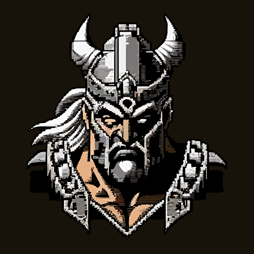 16bit mortal kombat shao kahn, white on black background, no shading, 2D, vector, 3:4