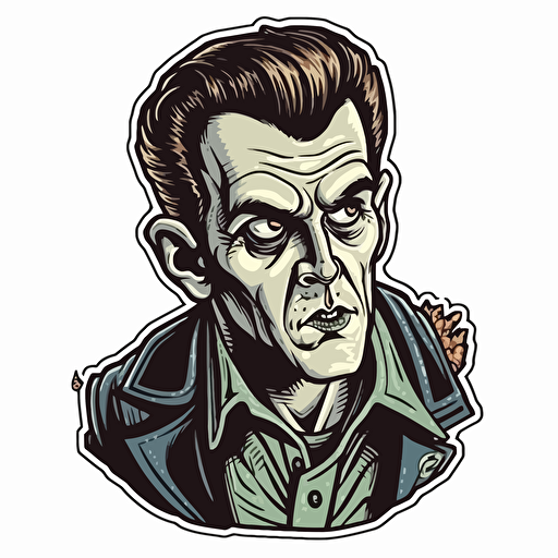 Psychobilly,Horror, Sticker, 80s horror comic art, Vector,
