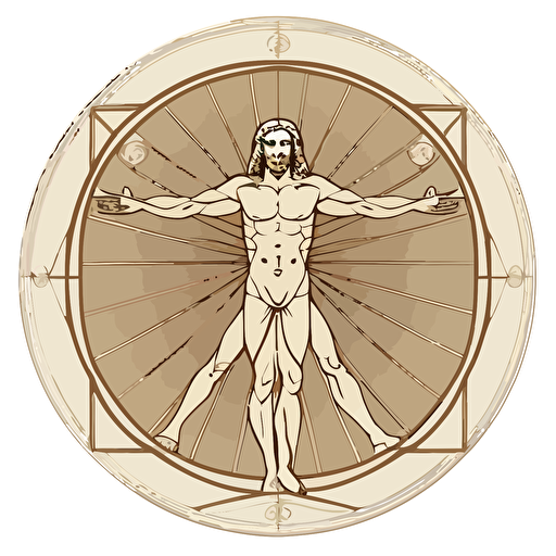 vector art of vitruvian man da vinci simple