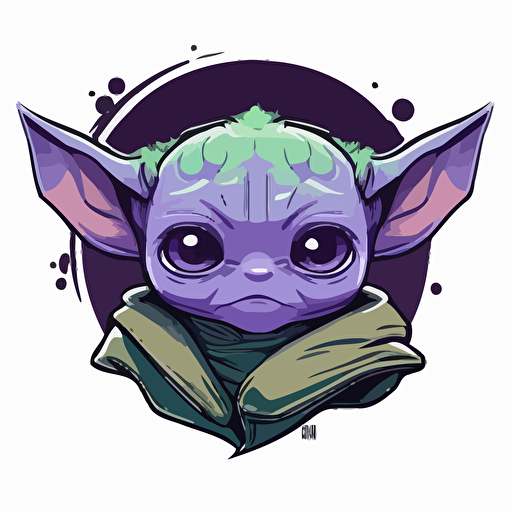 a logo representing a head of "baby yoda" purple, vectoriel