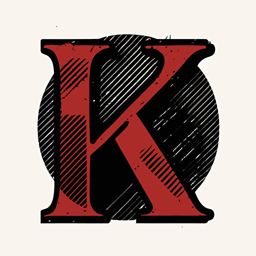 newspaper logo, black and red vector, simplistic, depicts letter K.