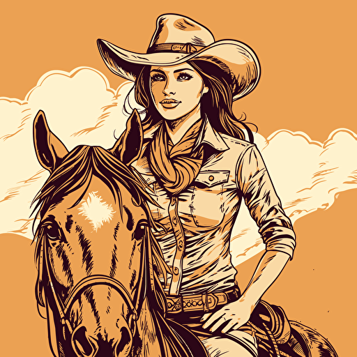 western cowgirl illustration, vector