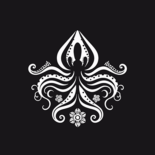 octopus, symmetric, minimalistic, logo, black white, Vector, no details, clean style