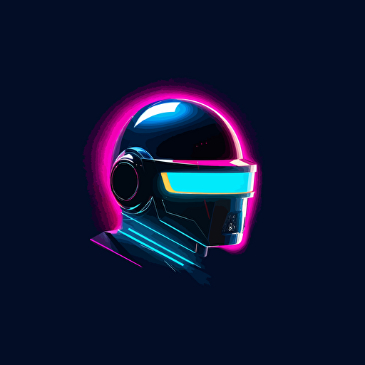 minimalist logo design, neon blue, music, wavelength, robotic helmet, daft punk, vector, cloud