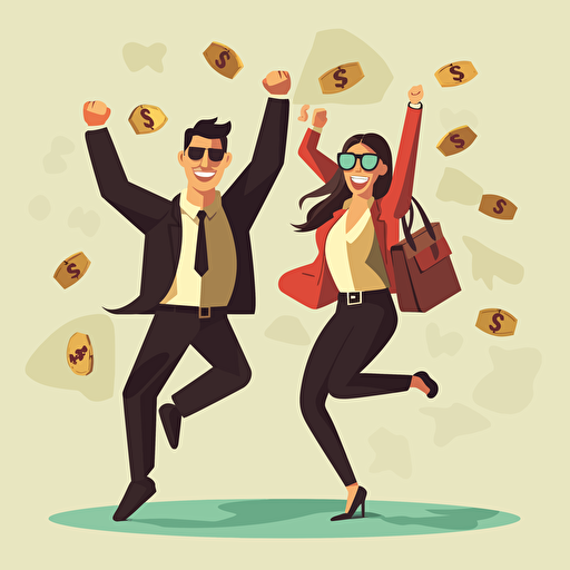 financial success, couple, vector art, no background